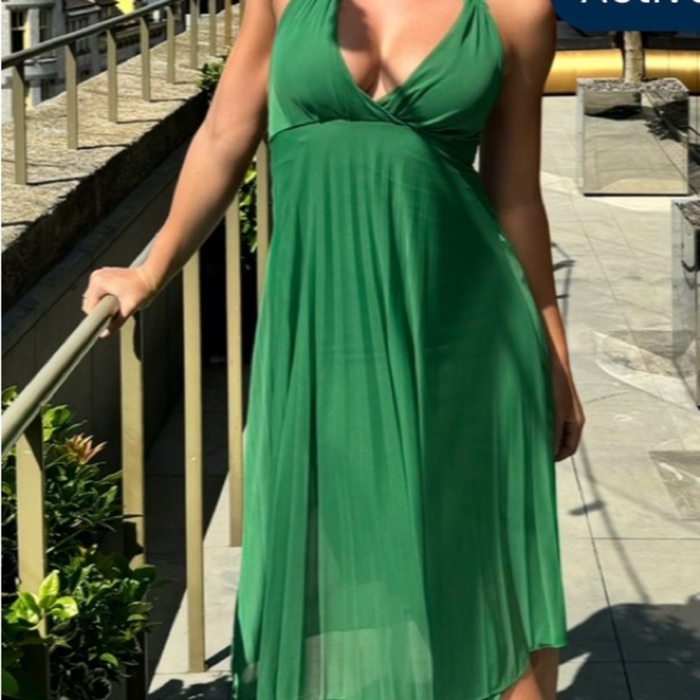 Elegant Green Halter Dress